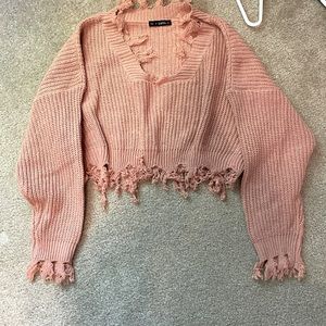 cropped distressed sweater